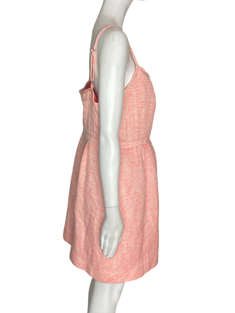 Vestido J Crew Tiras Texturizado Cuello v Rosado - Talla 12
