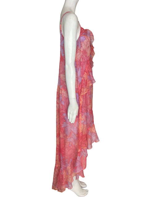 Vestido Sommer Midi Asimétrico Estampado Naranja - Talla S