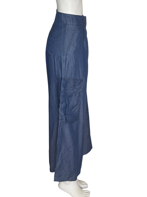 Pantalón Padova Cargo Liso Palazo Azul - Talla M