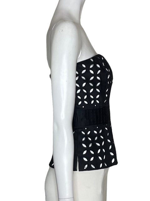 Corset White House Black Market Strapless Troquelado Negro - Talla 0