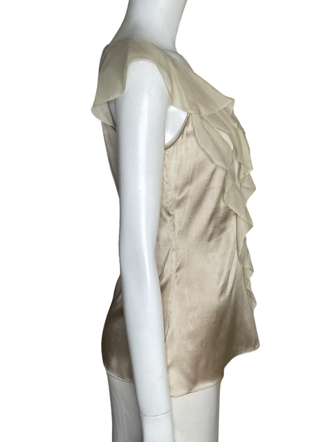 Blusa White House Black Market de Seda Vuelos Beige - Talla 2