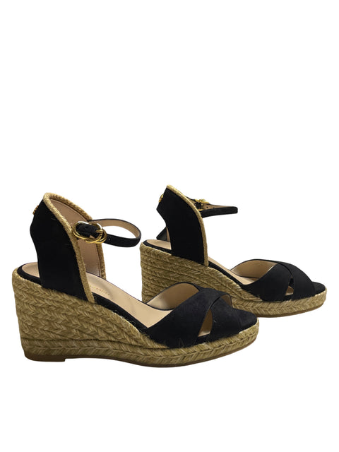Sandalia Stuart Weitzman Mirela Espadrille Wedge Negro - Talla 6