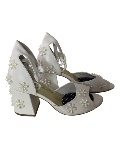 Sandalia Forever Soles Apliques Tacón medio Romana Blanco - Talla 37