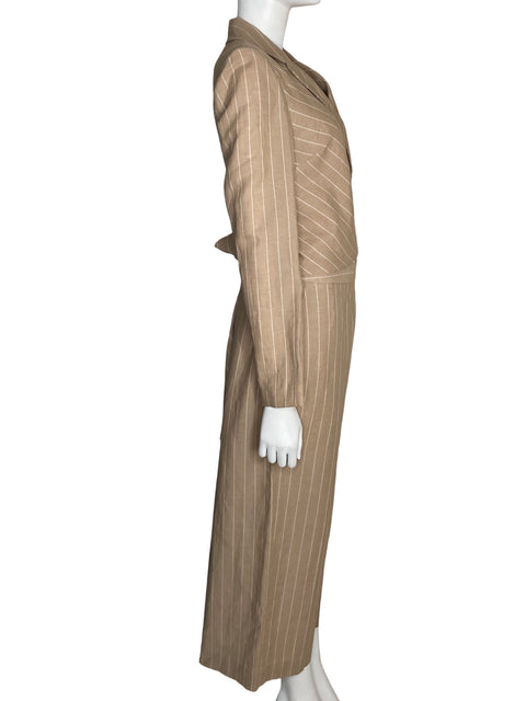 Conjunto Bcbg de Lino Cropped cruzado Beige - Talla 4
