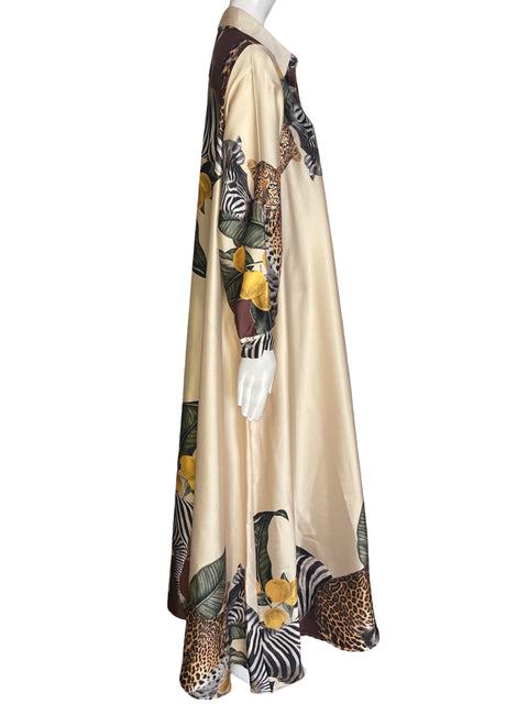 Vestido Made In Italy Suelto Estampado Camison Beige - Talla M