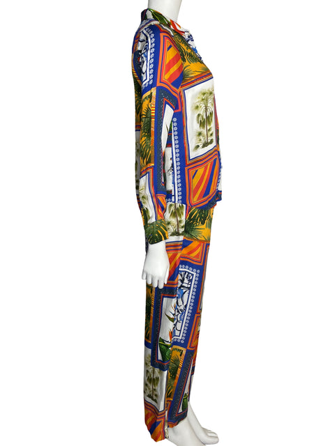 Conjunto Ecru de Viscosa Estampado Azul - Talla XS