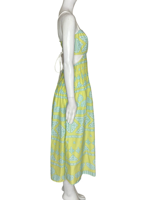 Vestido Silka Estampado Suelto Cut-out Amarillo - Talla S