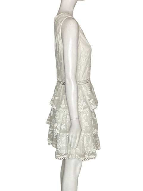 Vestido Eillybazar Ruchas Encaje Midi Blanco - Talla L