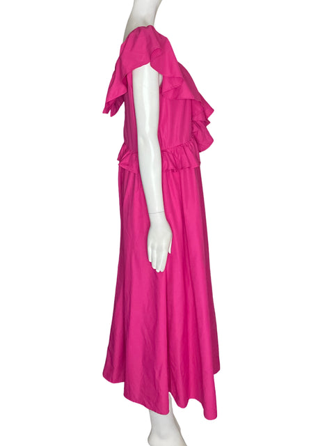 Vestido Sfera Basic Liso Cuello v Ruchas Rosado - Talla S