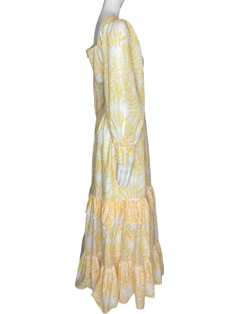 Vestido Beulah Cut-out Estampado Maxi Amarillo - Talla M