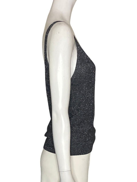 Blusa Mango Sin mangas Brillo Tiras Negro - Talla M