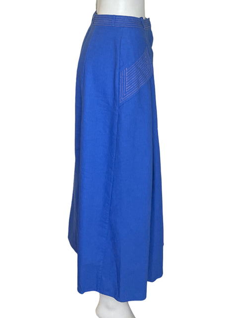 Falda Massimo Dutti Liso Maxi Botones Azul - Talla 8