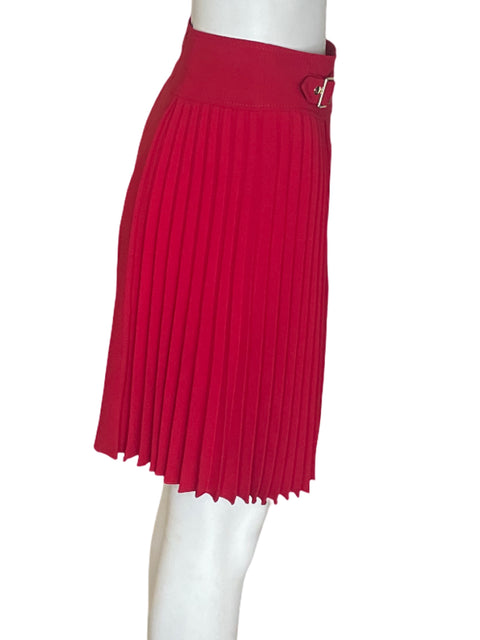 Falda Karen Millen Liso Plisado Mini Rojo - Talla 6