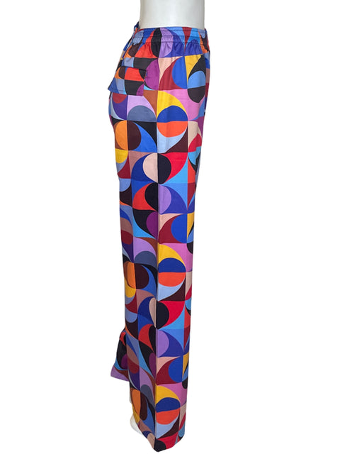 Pantalón Angelica Silvera Estampado Recto Elastico Morado - Talla U