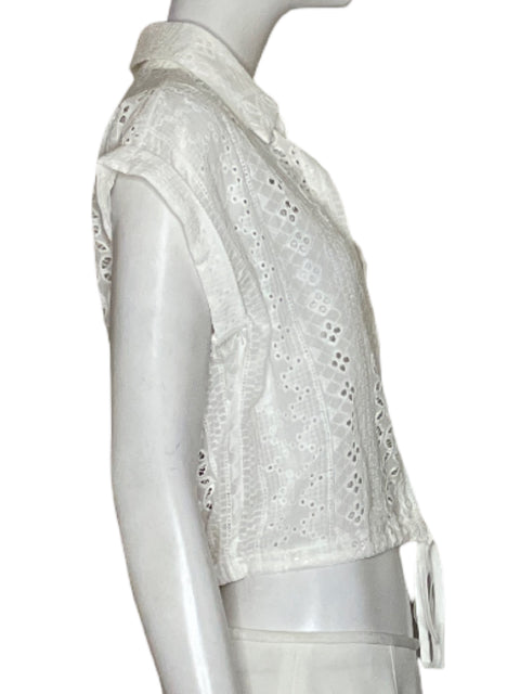 Blusa Intensity Crop Eyelet de Algodón Blanco - Talla L