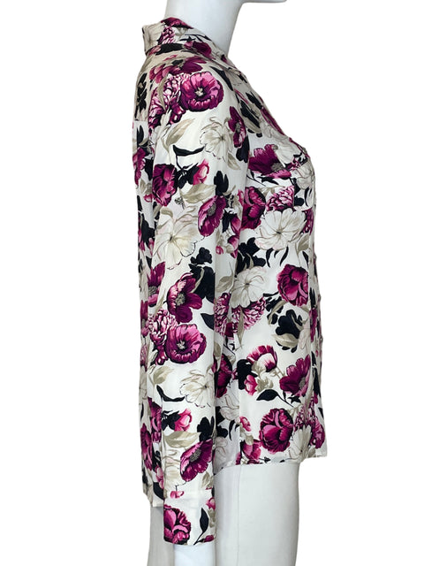 Camisa White House Black Market de Seda Estampado Floral Rosado - Talla 4