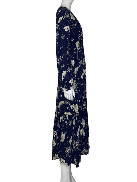 Vestido Massimo Dutti Floral de Viscosa Vuelos Azul - Talla 6
