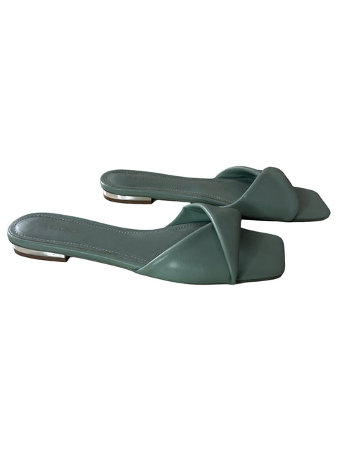 Sandalia Aldo Baja Cruzada Destalonado Verde - Talla 6.5