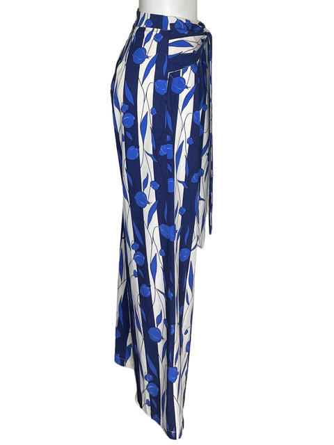 Pantalón Luxmi Estampado Palazo Fajon Azul - Talla S