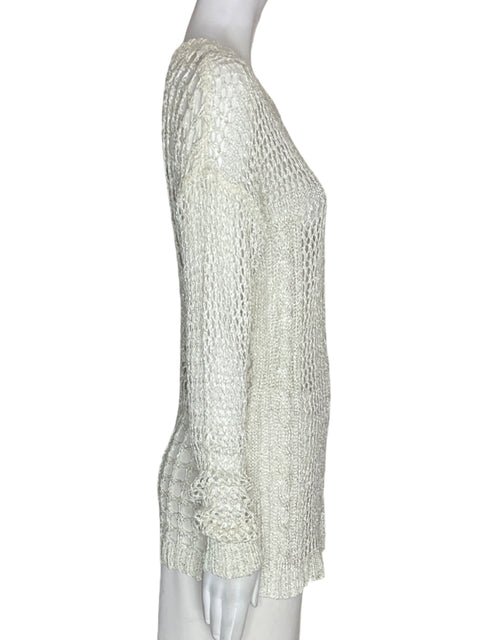 Blusa Studio F Tejido Manga larga Troquelado Blanco - Talla 10