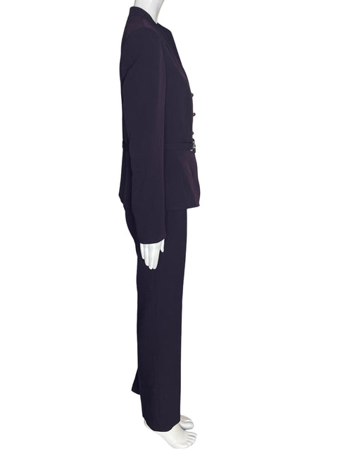 Conjunto Tahari Blazer/pantalon Recto Botones Morado - Talla 6