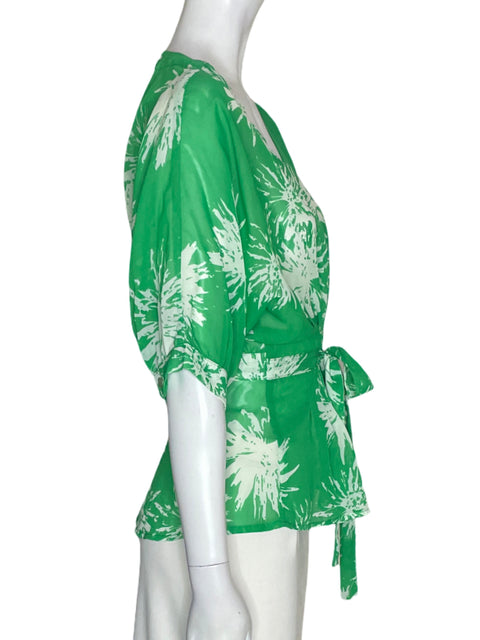 Blusa Kaya Di Koko Estampado Transparente Manga corta Verde - Talla 6