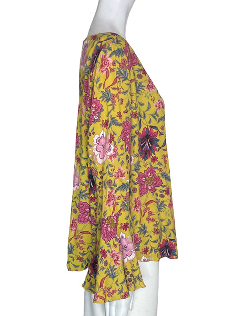 Blusa Karen Kane de Viscosa Estampado Cuello redondo Acampanada Amarillo - Talla S