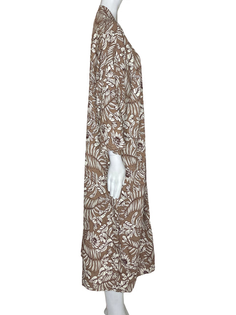 Cardigan Vaitiare Estampado Abierto Marrón - Talla U