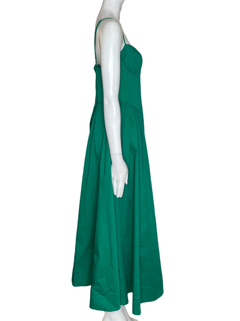 Vestido Astr The Label de Algodón Tiras Liso Verde - Talla L