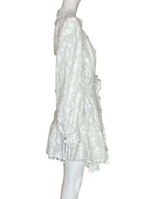 Vestido Farm Rio de Algodón Mini Abullonado Blanco - Talla M