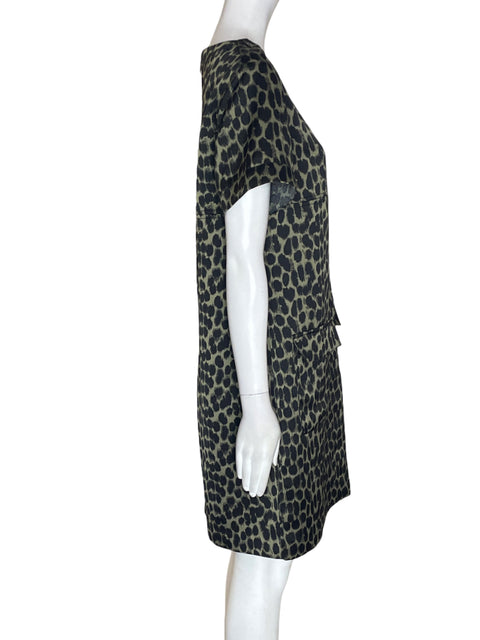 Vestido Banana Republic Animal print Cuello redondo Negro - Talla S