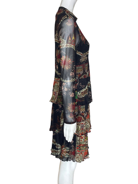 Vestido Desigual Estampado Manga larga Negro - Talla L