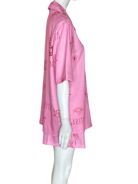 Conjunto Tesoro Tps Camisa/short Estampado Rosado - Talla L