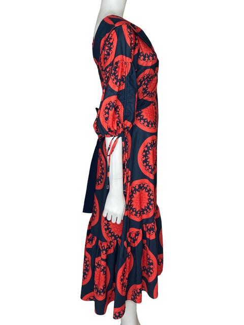 Vestido Simona Estampado Vuelos Azul - Talla XL
