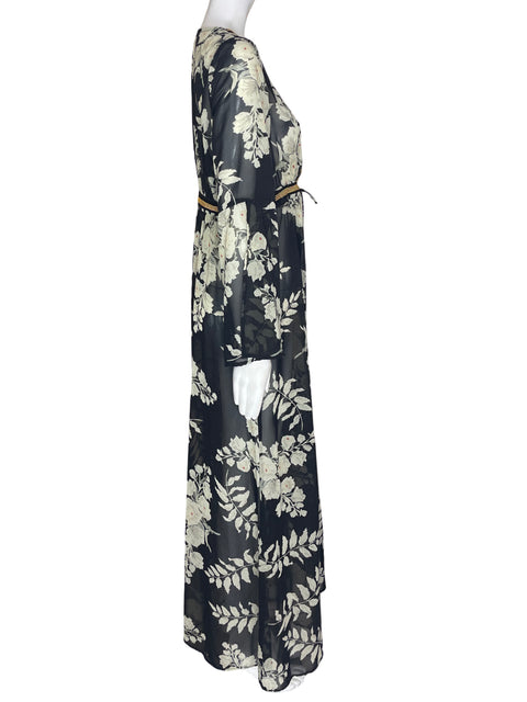 Salida De Baño Masa Estampado Abierto Negro - Talla L