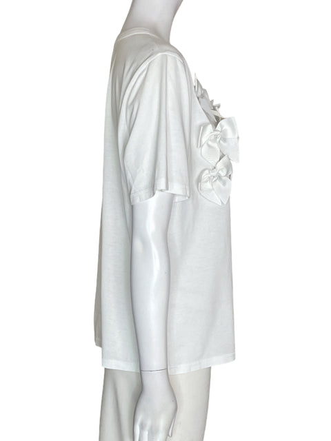 Camiseta Gracia de Algodón Apliques Lasitos Blanco - Talla L