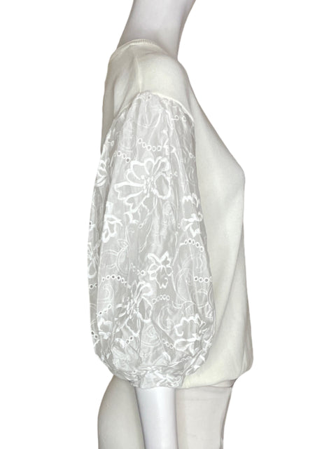 Blusa Gracia de Viscosa Liso Abullonado Blanco - Talla L