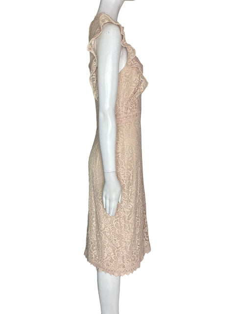 Vestido Zara Encaje Sin mangas Beige - Talla M