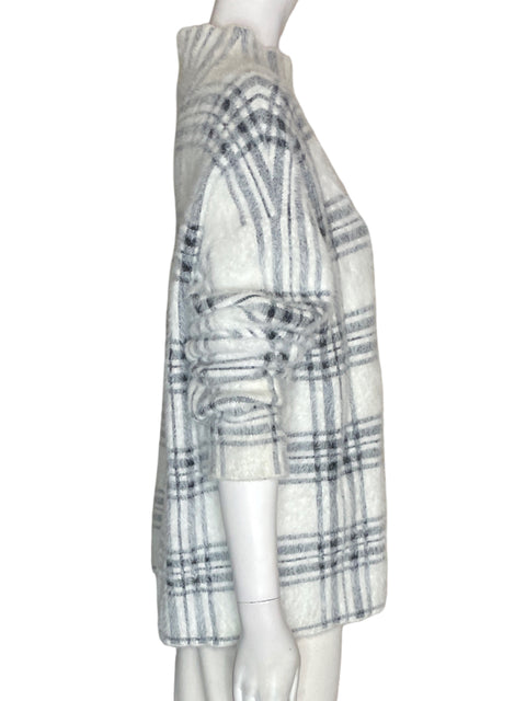 Chaqueta Tahari Cuadros Cuello redondo Blanco - Talla XL