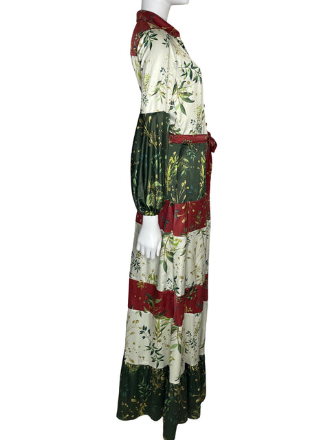 Vestido Lady Angarita Satinado Maxi Verde - Talla M