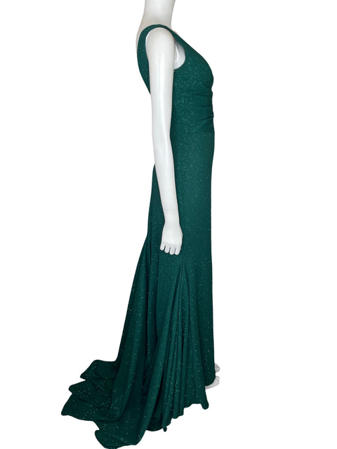 Vestido De Fiesta Jovani Maxi Brillo Verde - Talla 8