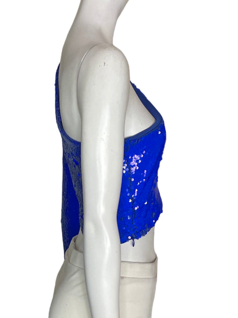 Blusa Zara Oneshoulders Lentejuelas Azul - Talla S