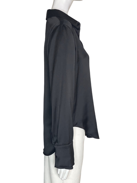 Camisa Zara Manga larga Satinado Negro - Talla M