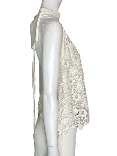 Blusa Gracia Encaje Halter Blanco - Talla L