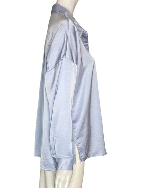 Camisa Zara Satinado Manga larga Azul - Talla M