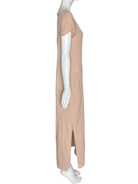Vestido Carla G Manga corta Cuello v Beige - Talla S