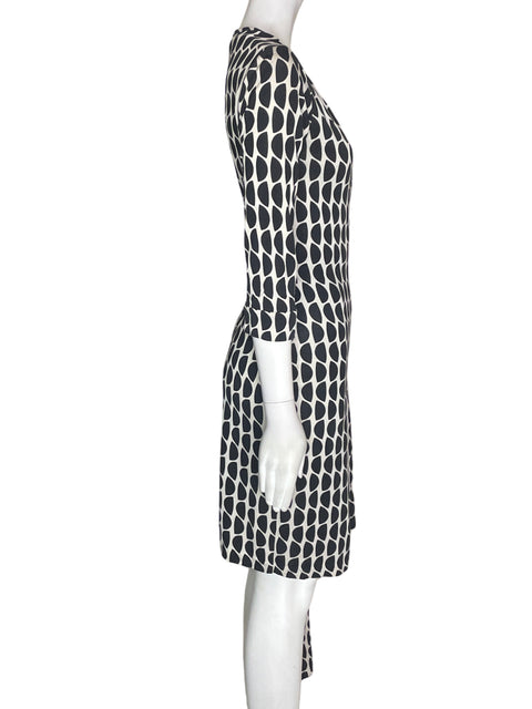 Vestido Diane Von Furstenberg Cuello v Cuadros Negro - Talla 4