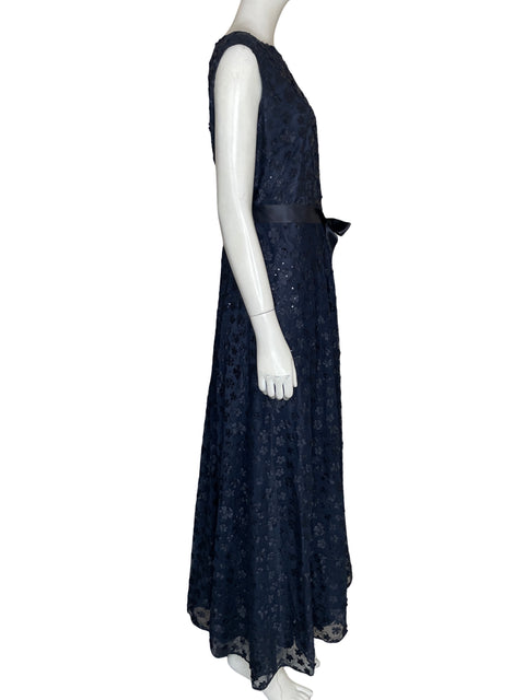 Vestido De Fiesta Tahari Maxi Floral Azul - Talla 14