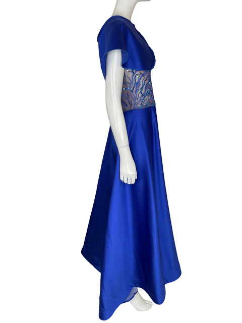 Vestido De Fiesta Tesoro Tps Bordado Lentejuelas Azul - Talla S