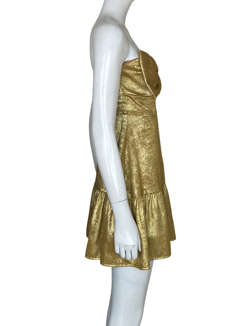 Vestido Tcec Strapless Metalizado Dorado - Talla S